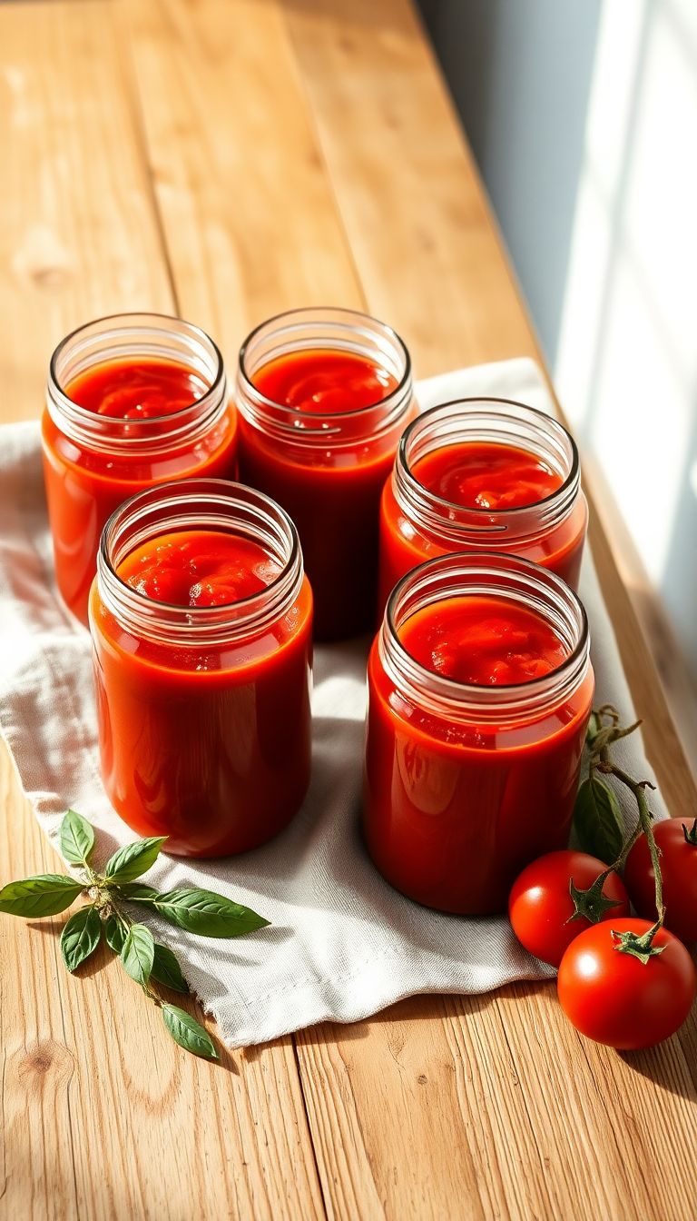 Yazlık Kavanoz Domates Sosu: 6 Kavanoz Kışlık Stok