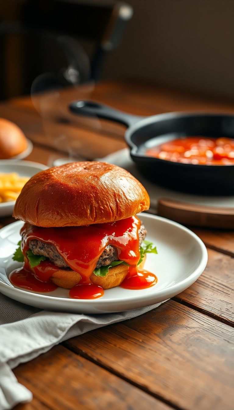 Evde Islak Hamburger — 4 Adet (Domatesli Sarımsaklı Sos)