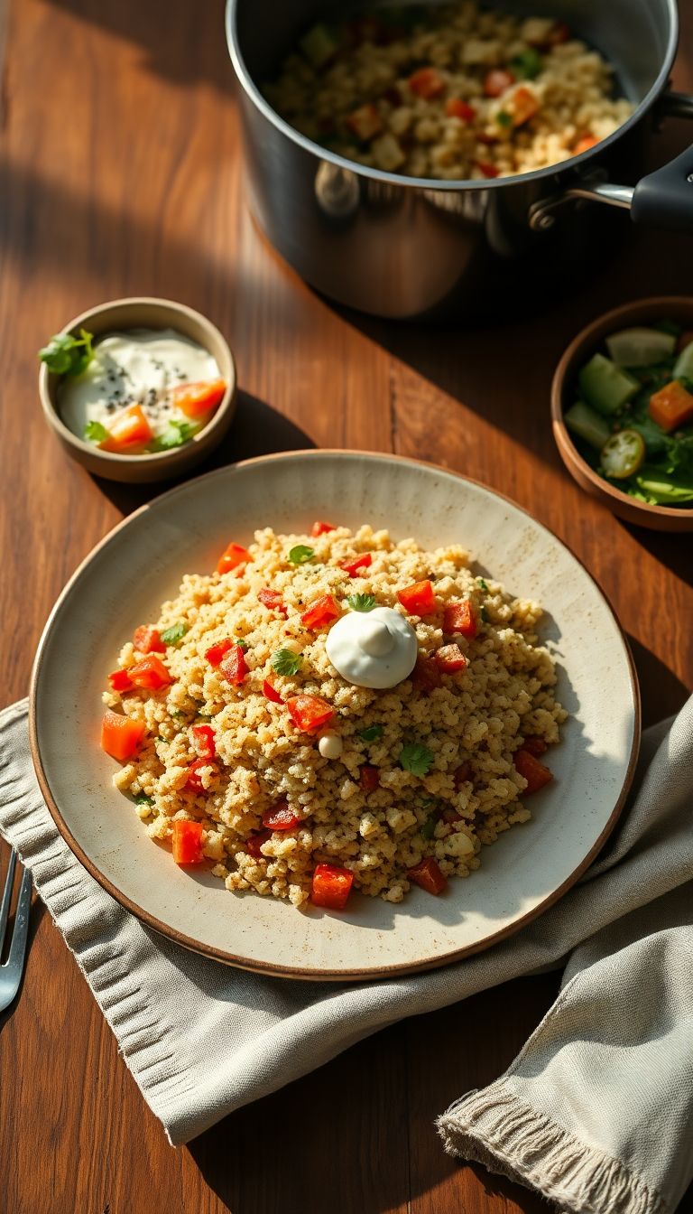 Tek Tencere Sebzeli Bulgur Pilavı + Cacık + Yaz Salatası